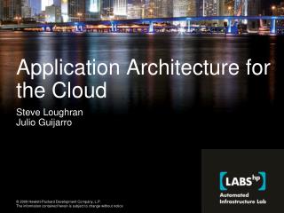 Application Architecture for the Cloud