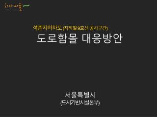 석촌지하차도 (지하철 9호선 공사구간) 도로함몰 대응방안