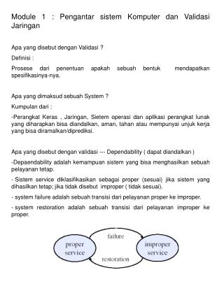 Module 1 pengantar sistem komputer dan validasi jaringan apa yang