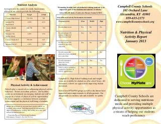 Nutrition &amp; Physical Activity Report January 2013