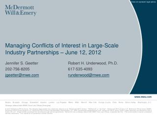 Managing Conflicts of Interest in Large-Scale Industry Partnerships – June 12, 2012