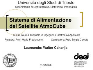 Sistema di Alimentazione del Satellite AtmoCube