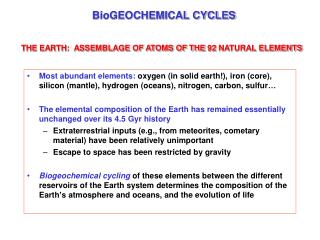 BioGEOCHEMICAL CYCLES