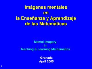 Mental Imagery in Teaching &amp; Learning Mathematics