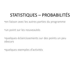 STATISTIQUES – PROBABILITÉS