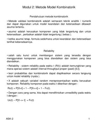 Modul 2: Metode Model Kombinatorik Pendahuluan metode kombinatorik
