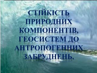 Стійкість природних компонентів, геосистем до антропогенних забруднень.