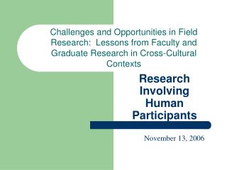 Research Involving Human Participants