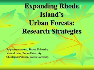 Expanding Rhode Island’s Urban Forests: Research Strategies