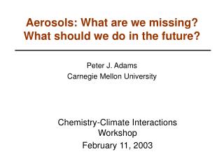 Aerosols: What are we missing? What should we do in the future?