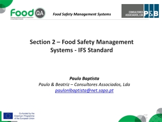 Section 2 – Food Safety Management Systems - IFS Standard