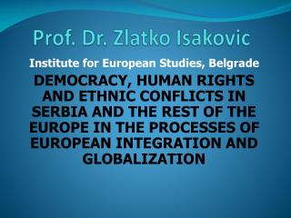 Prof. Dr. Zlatko Isakovic