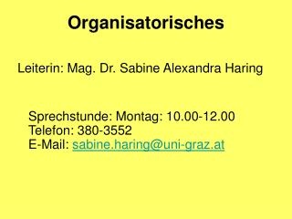 Organisatorisches