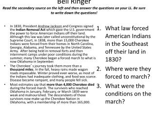 What law forced American Indians in the Southeast off their land in 1830?