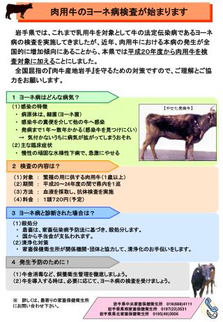 　肉用牛のヨーネ病検査が始まります