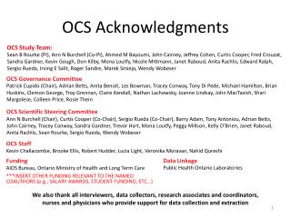 OCS Acknowledgments
