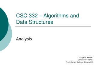 CSC 332 – Algorithms and Data Structures