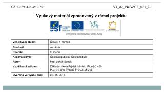 Výukový materiál zpracovaný v rámci projektu