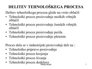 DELITEV TEHNOLOŠKEGA PROCESA