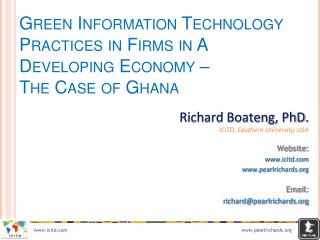Green Information Technology Practices in Firms in A Developing Economy – The Case of Ghana