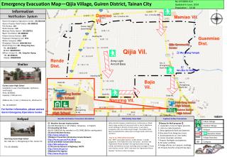 Emergency Evacuation Map—Qijia Village, Guiren District, Tainan City