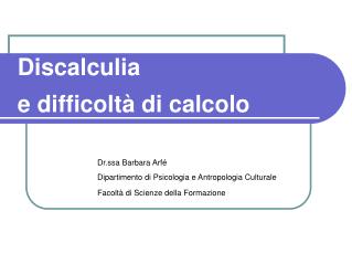 Discalculia e difficoltà di calcolo