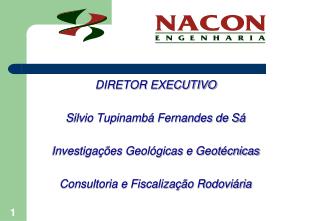 DIRETOR EXECUTIVO Silvio Tupinambá Fernandes de Sá Investigações Geológicas e Geotécnicas