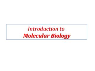 Introduction to Molecular Biology