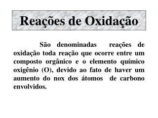 Reações de Oxidação