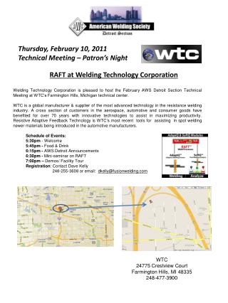 Thursday, February 10, 2011 Technical Meeting – Patron’s Night