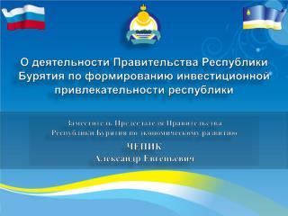 Заместитель Председателя Правительства Республики Бурятия по экономическому развитию ЧЕПИК