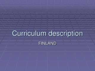 Curriculum description