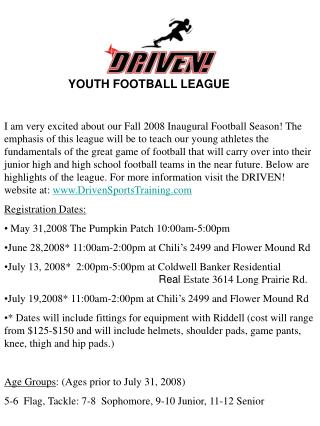 YOUTH FOOTBALL LEAGUE