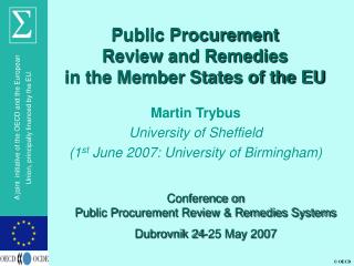 Public Procurement Review and Remedies in the Member States of the EU