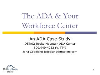 The ADA &amp; Your Workforce Center