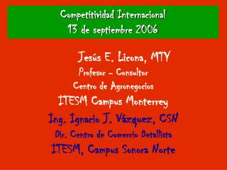 Competitividad Internacional 13 de septiembre 2006