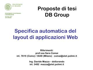 Proposte di tesi DB Group