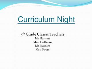 Curriculum Night