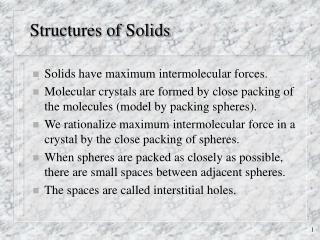 Structures of Solids