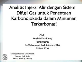 Kelompok Keahlian Kimia Analitik Program Studi Kimia Institut Teknologi Bandung