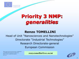 Priority 3 NMP: generalities