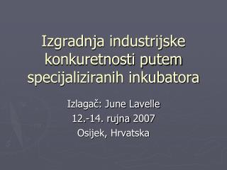 Izgradnja industrijske konkuretnosti putem specijaliziranih inkubatora