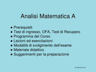 Analisi Matematica A