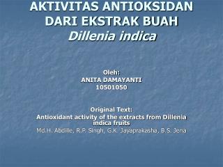 AKTIVITAS ANTIOKSIDAN DARI EKSTRAK BUAH Dillenia indica