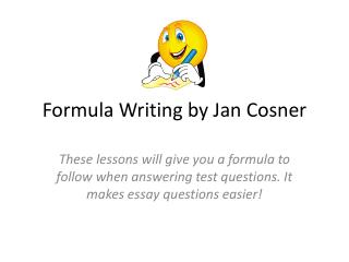 Formula Writing by Jan Cosner