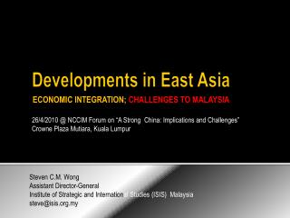 Developments in East Asia