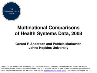 Multinational Comparisons of Health Systems Data, 2008