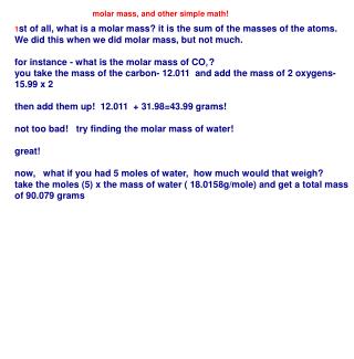 molar mass, and other simple math!