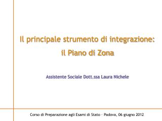 Il principale strumento di integrazione: il Piano di Zona