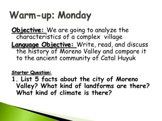 Warm-up : Monday